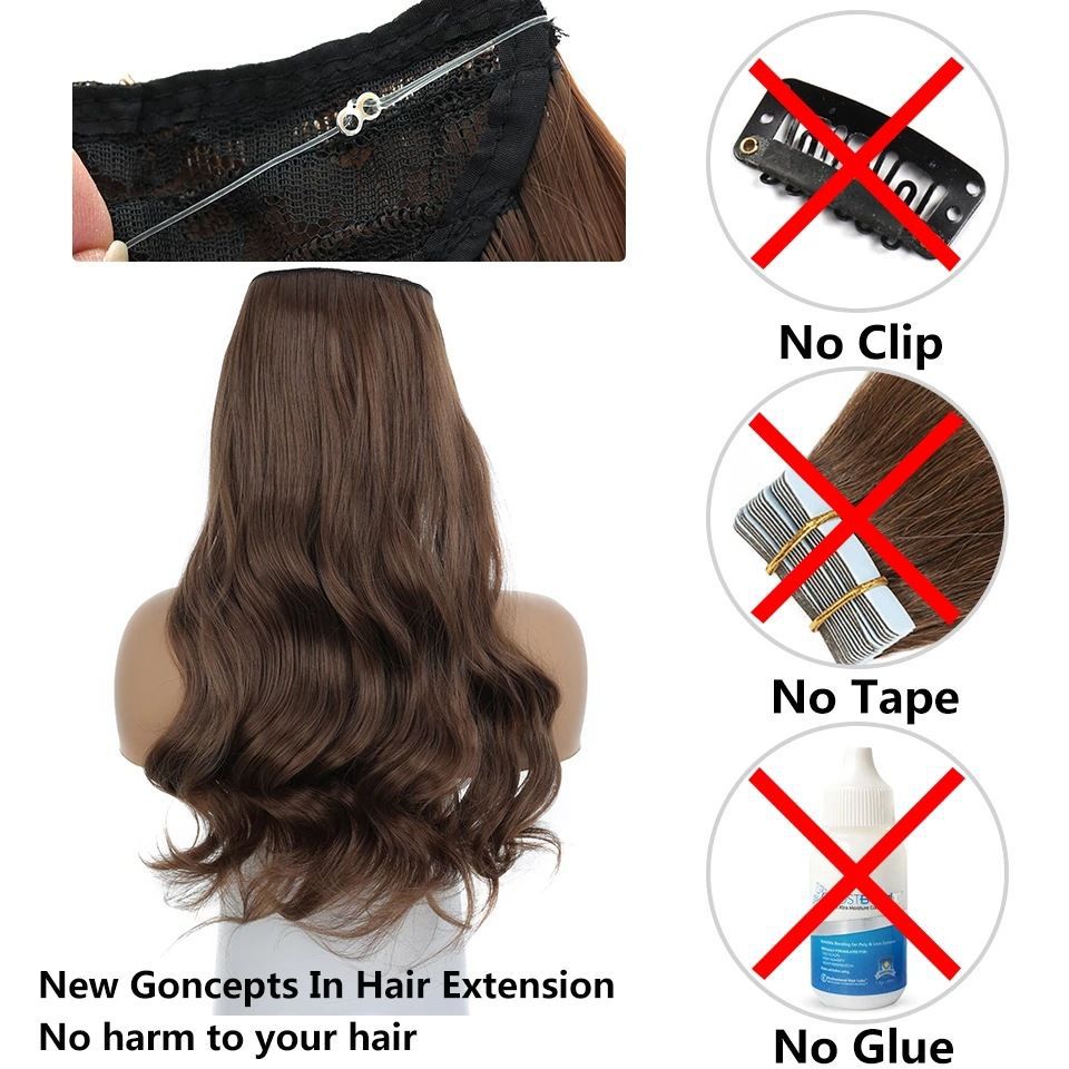 Comercio exterior Europa y América peluca una pieza de extensión de cabello de línea de pescado femenina peluca invisible alambre de alta temperatura image 5