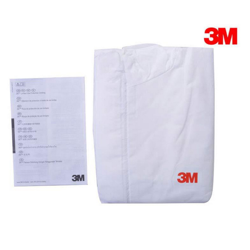 3M4515白色带帽连体防护服 防护颗粒物及液体有限喷溅 防尘防化