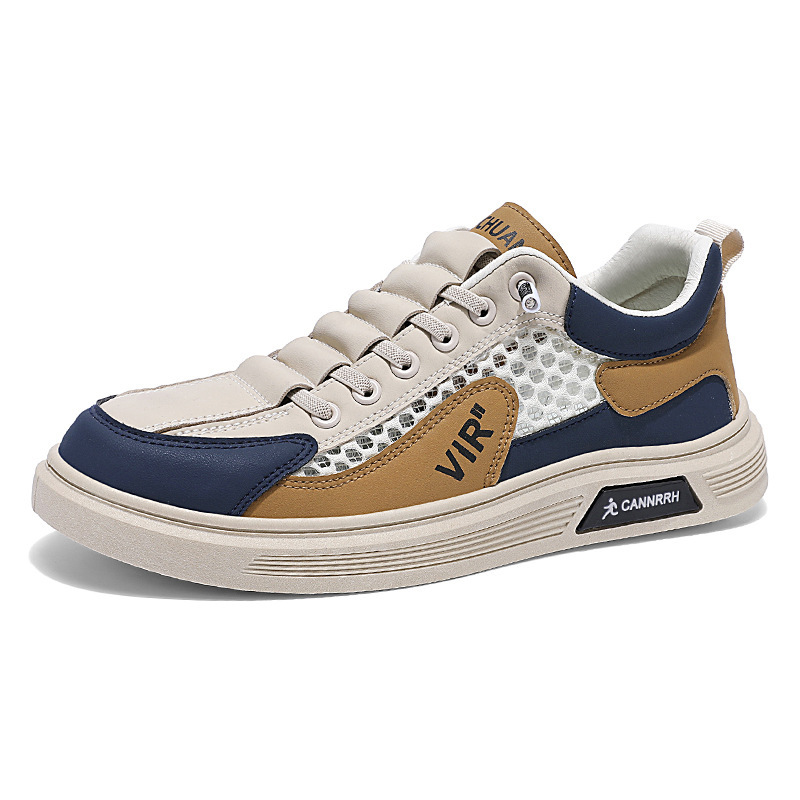 Zapatos de verano para hombres, nuevos zapatos de malla transpirables, zapatos de lona huecos, zapatos de deporte de ocio de todo fósforo de tendencia para hombres, zapatos blancos para hombres