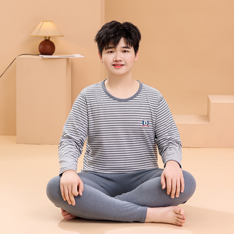 青少年初中生秋衣秋裤胖大童保暖内衣男童睡衣加肥大码女孩打底衫|undefined