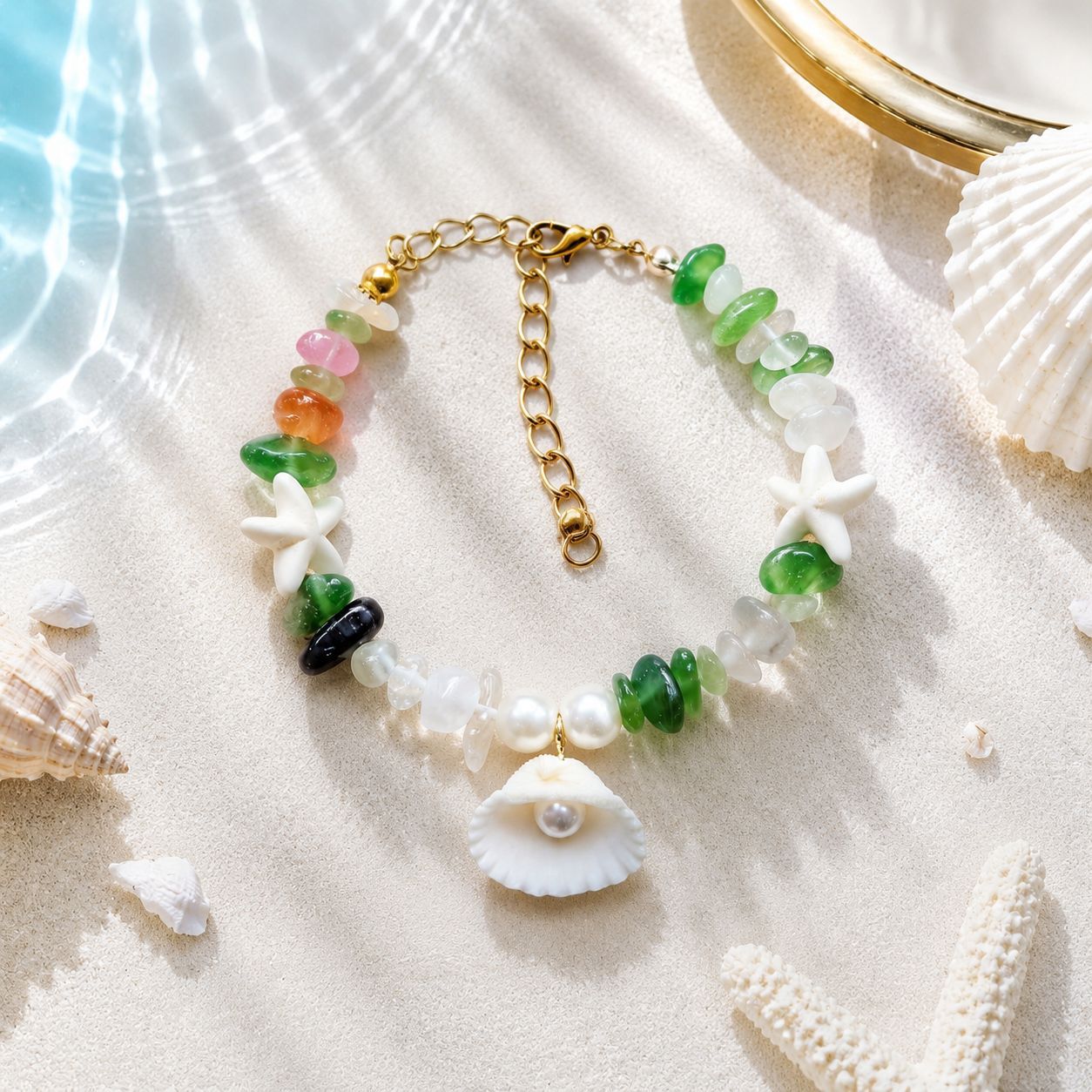 Concha natural, estrella de mar, caracola, pulsera tejida a mano, estilo oceánico, vacaciones en la playa, joyería de nicho para mujer, verano image 8