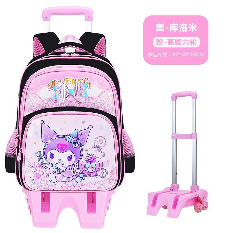 Mochila Escolar con Rodillos para Niñas Grado 1-3-6 de Tela Oxford Impermeable para Escuela Primaria