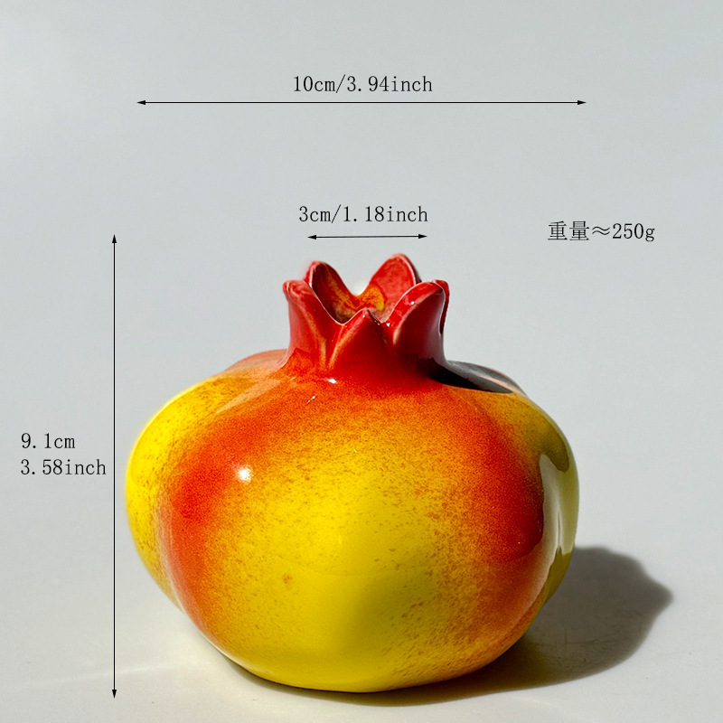 越境みかん水培創意陶磁器ザクロ花瓶生け花置物装飾プレゼントins風シミュレーション小花器|undefined