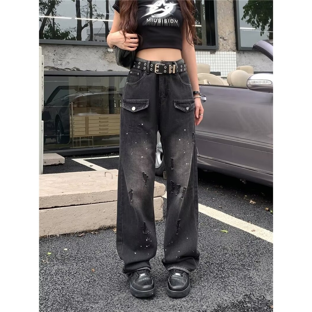 "Women's Denim Overalls - Classic Black Lumberjack Style, Relaxed Fit, Straight Leg, Comfortable & Stylish For Spring And Autumn_mkmklike.com