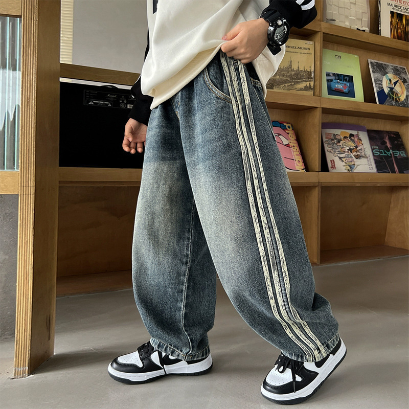 Boys' Pants Autumn Soft Denim Jeans New Children's Clothing for Older Children Loose Wide-Leg Pants Children's Autumn Casual Long Pants Boys' Pants Autumn Soft Denim Jeans New Children's Clothing for Older Children Loose Wide-Leg Pants Children's Autumn Casual Long Pants