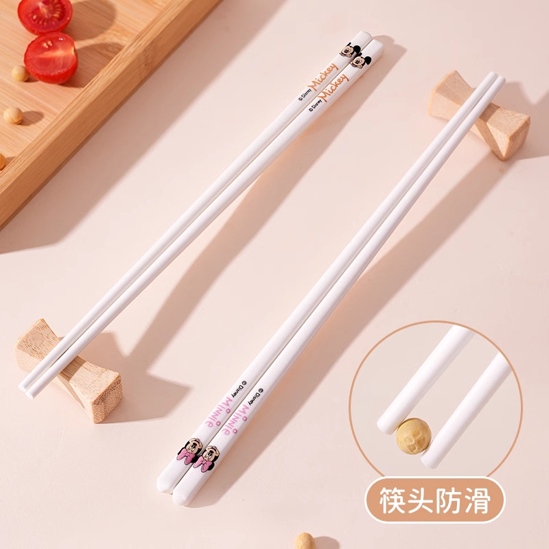 Disney Mickey Series Palillos de cerámica para el hogar Palillos para niños antibacterianos, antimoho y antideslizantes Vajilla de dibujos animados de alto valor