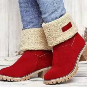 Plus size women's boots Thick heels high heels Snow boots Two wear warm women's boots mid-calf boots cotton shoes snow_voghion.com