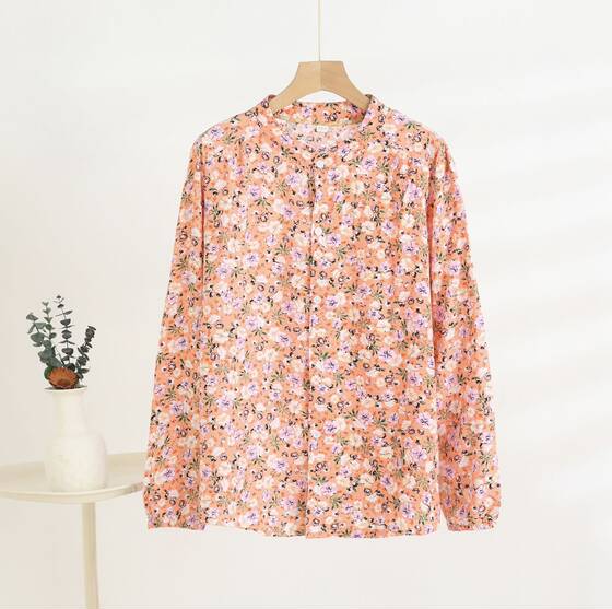 Cotton Silk Shirt Women's Long-Sleeved Summer Cotton Silk Rayon Top Thin Long-Sleeved Shirt Sun Protection Outer Wear Can Be Worn Outside