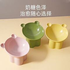 ペットの碗の新型のマカロン色の象の足の首の保護の碗のかわいい高い足の首の保護は犬の食事の碗の水の碗の大口径を傾けます。