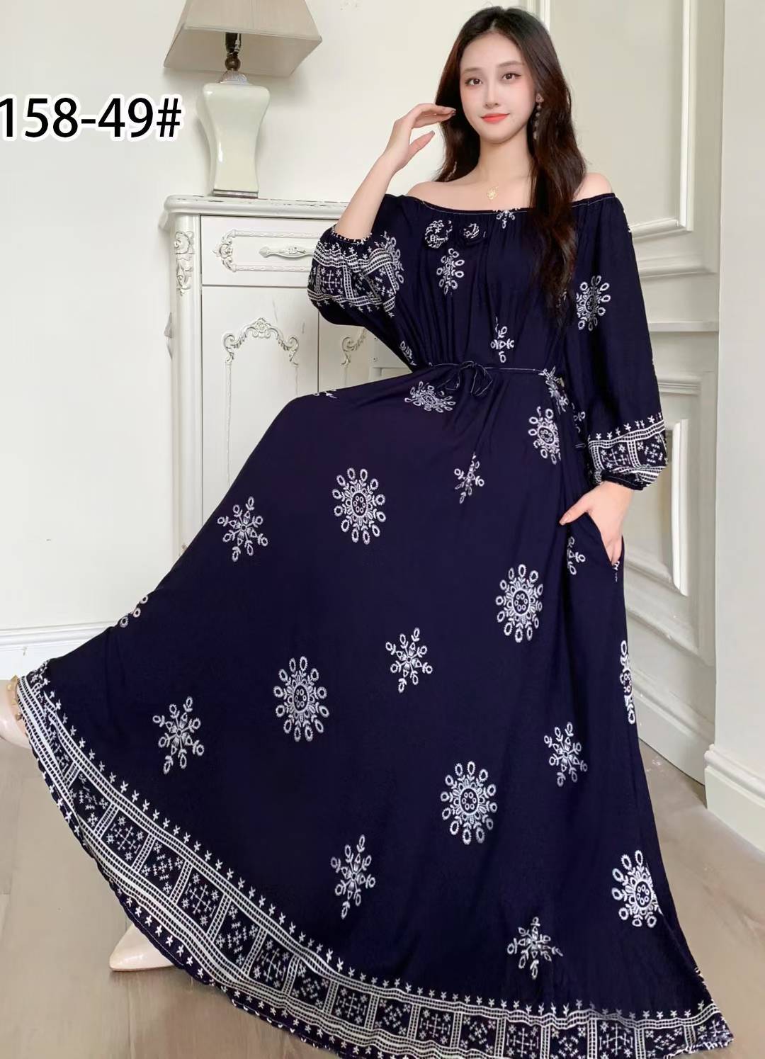 Ropa de mujer de talla grande transfronteriza europea y americana, vestido informal de algodón largo hasta la rodilla, holgado y cómodo, para verano, ropa de maternidad.