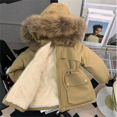 Women's Fleece Padded Cotton Coat Winter Outfit Trendy Baby Girl Thick Parka 2024 New Children's Cotton Jacket