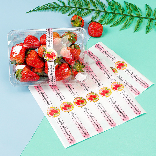 Fruit Store One-Time Fruit Labels Fresh Strawberry Cherry Tomato Black Grape Covering Film Pressure Sensitive Label Easy to Peel High-Grade