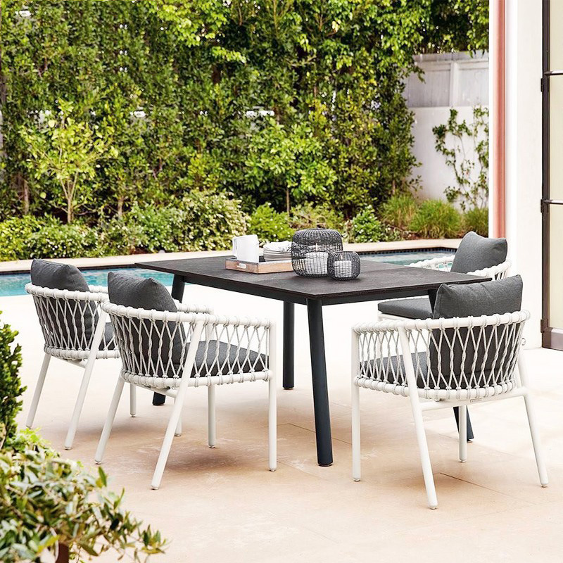 Outdoor Woven Sofa Coffee Table Furniture Villa Woven Table and Chair Set Three-Piece Outdoor Terrace Garden Balcony Hotel Dining Table