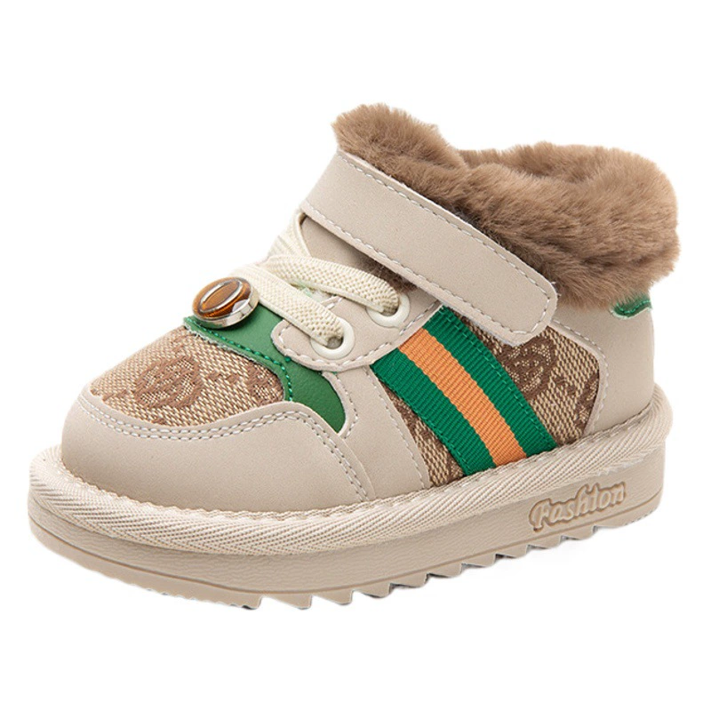 Зимние детские зимние сапоги большого бренда в Корейском стиле, толстые теплые хлопковые сапоги на флисовой подкладке, зимняя хлопковая обувь для мальчиков и девочек
