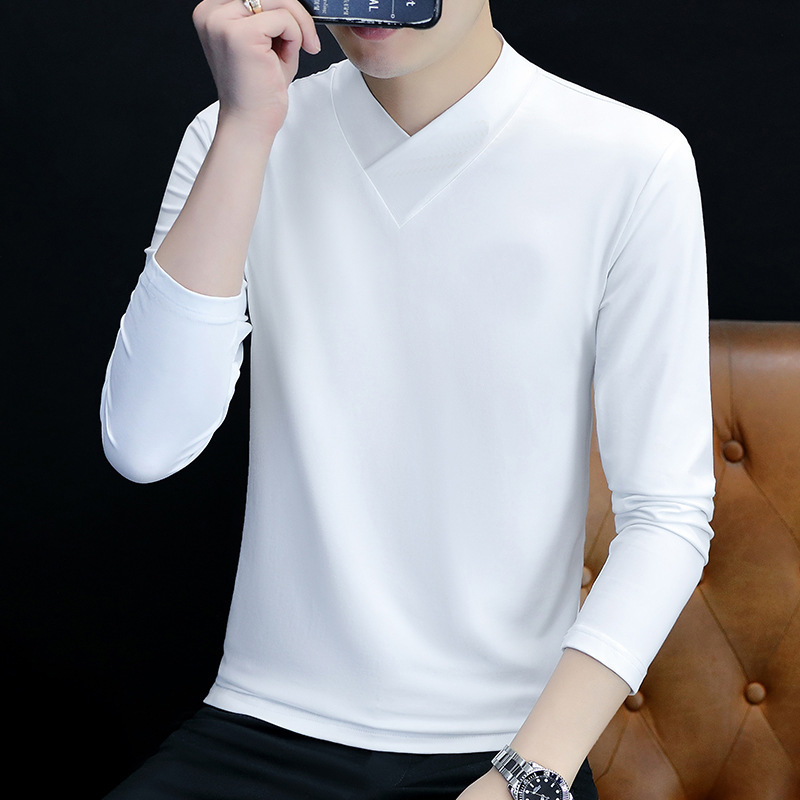 화이트 T199 퓨어 오블리크 브이넥