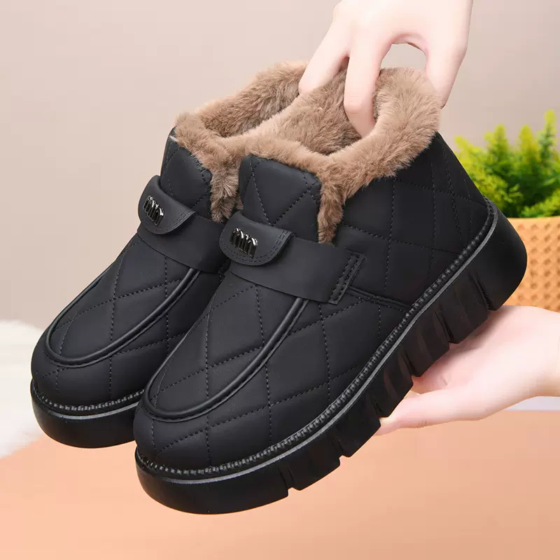 跨境保暖女士棉靴冬季新款豆豆鞋百搭软底雪地靴加绒一脚蹬棉鞋女