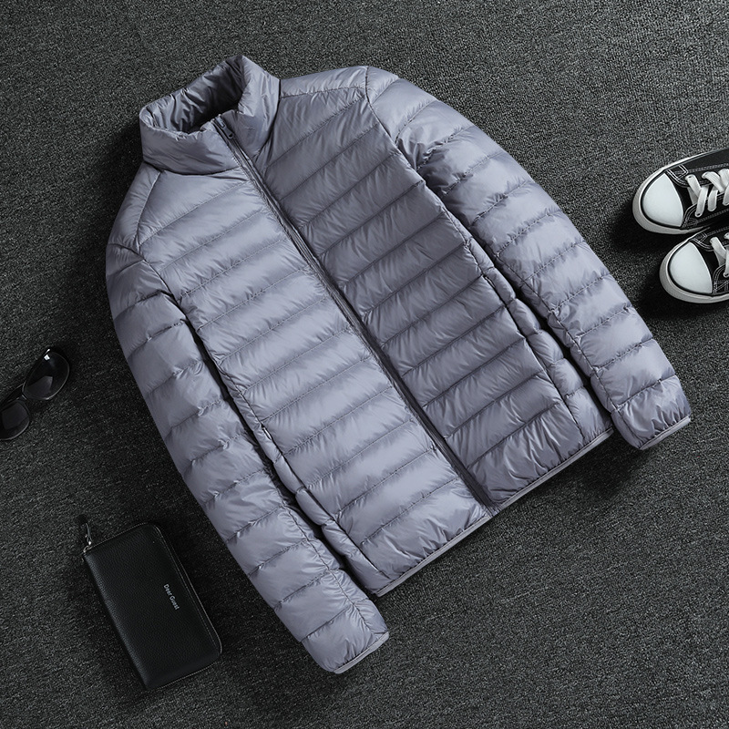 Men's Clothing Duck Silk cotton jacket for men Winter thin short versatile tops men warm stand collar jacket portable coat_voghion.com