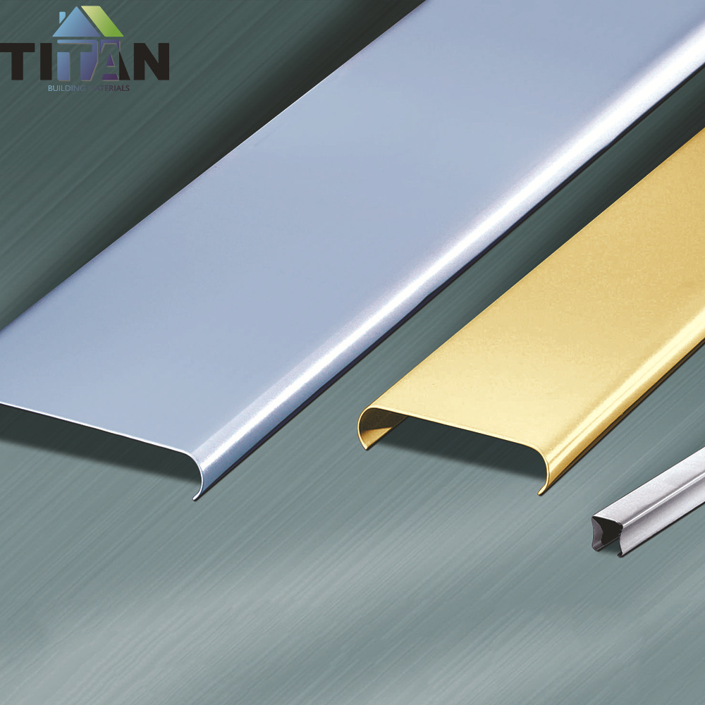 Fabricante de rejillas de aluminio, techo de grano de madera de imitación, en forma de U, pasador cuadrado, placa de refuerzo de aluminio, techo, proyecto de techo integrado, interior y exterior image 3