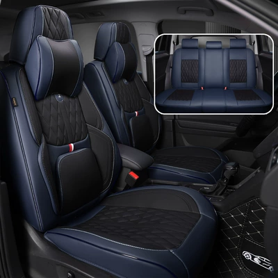 Four Seasons Pad | Seat Cushion, New Five-Seater Seat - blue-black-universal-headrest-for-five-seats