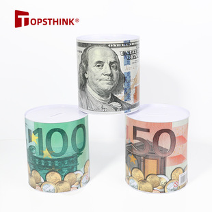 New Dollar piggy bank Euro tinplate sealed can only enter the piggy bank piggy bank Savings bank