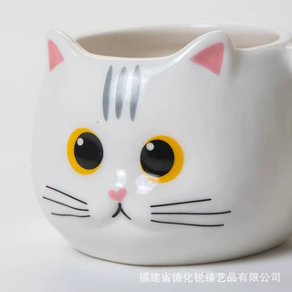 陶瓷猫咪马克杯 立体动物马克杯 手绘陶瓷喝水杯 咖啡杯定制出口