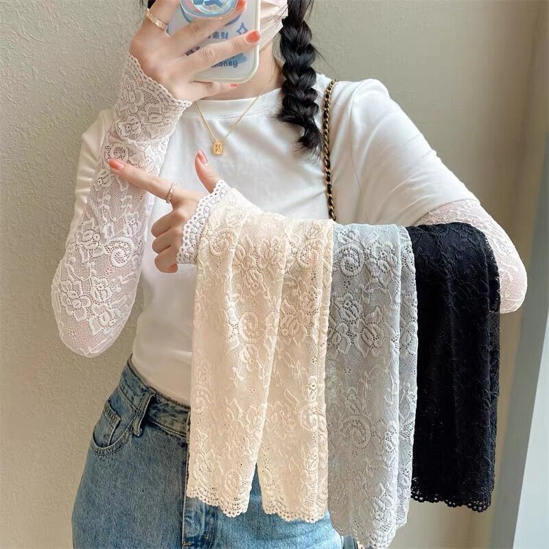 Summer New Lace Sunscreen Arm Cover Lace Fake Sleeve Tattoo Covering Breathable Mesh Sunshade Scar Covering Sleeve for Women