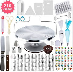 210-piece aluminum cake turntable spatula pastry nozzle pastry bag baking tool suit Russian pastry nozzle