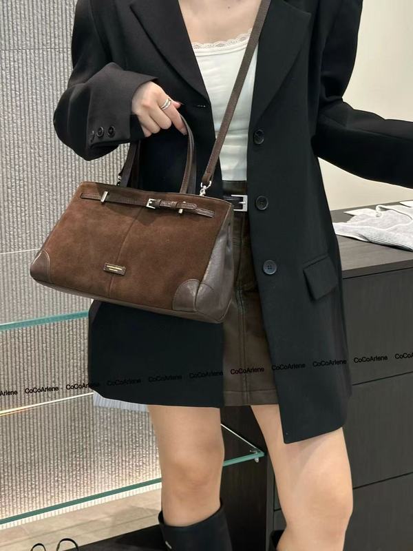 高级感大容量撞色手提磨砂皮托特包包女2025秋冬新款单肩斜挎大包|undefined