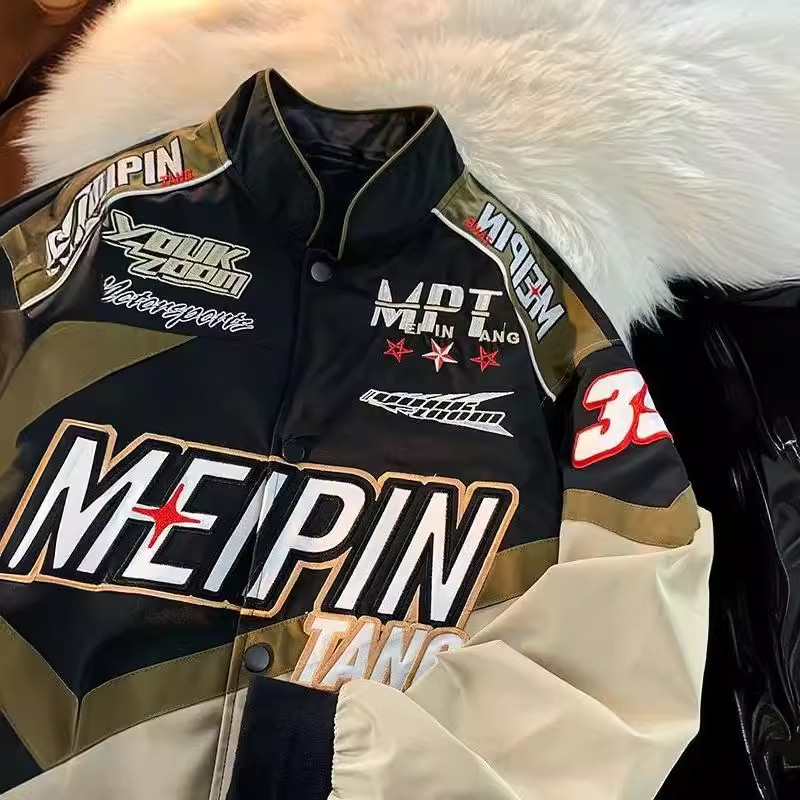 Chaqueta de béisbol de los hombres de primavera y otoño traje de carreras callejeras americanas marca de moda High Street Pu Shuai chaqueta de motocicleta suelta