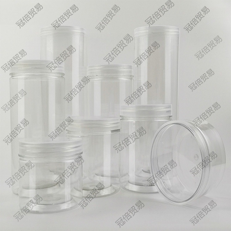 透明圆形塑料罐子食品密封罐文玩灌子饼干干果pet盒子一次性小瓶