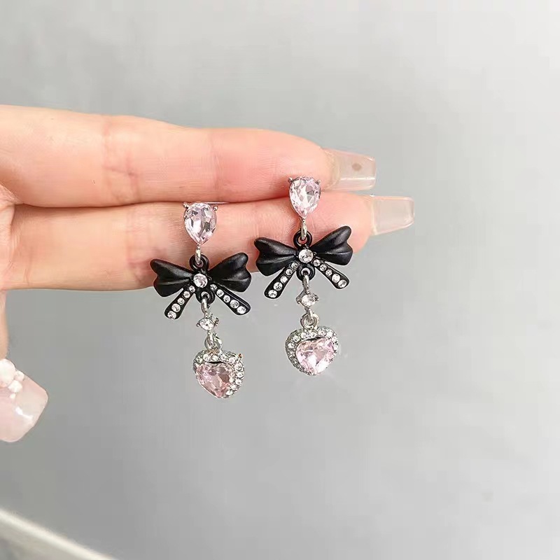 1 Pair Sweet Bow Knot Plating Inlay Alloy Artificial Gemstones Drop Earrings display picture 4