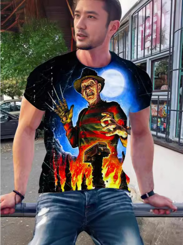 New 3D Printed T-Shirt Men Women Short Sleeve Scary Freddy Krueger…