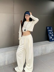 休闲运动套装女2025早秋季新款高级感减龄卫衣上衣阔腿拖地裤套装