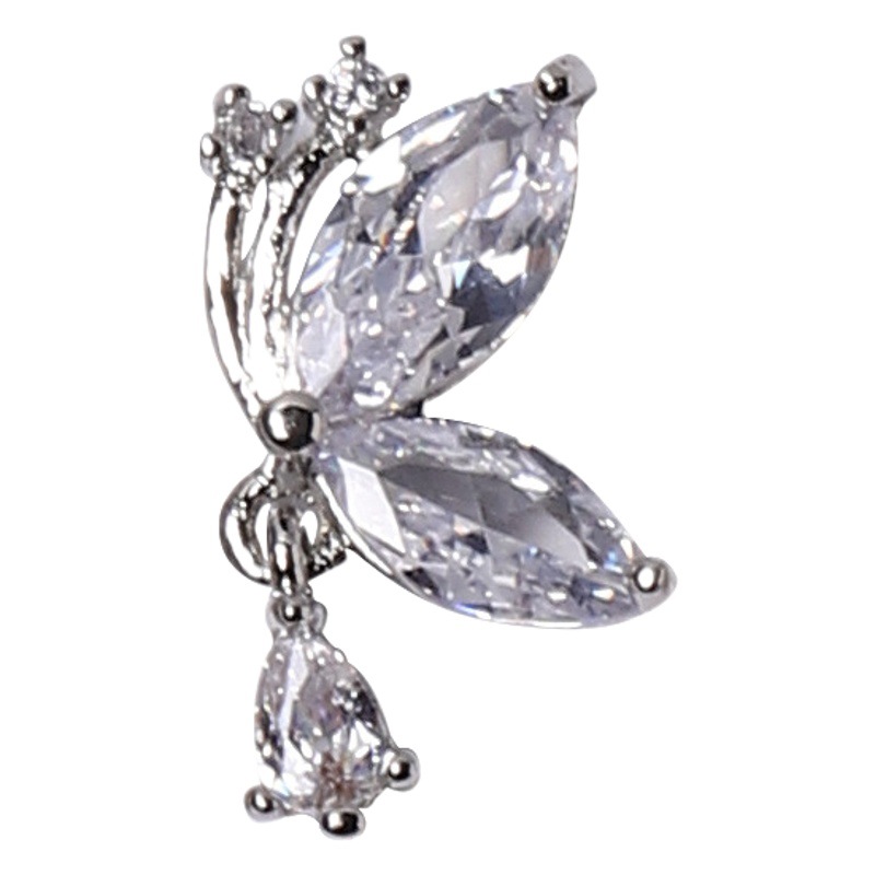 Nueva celebridad de internet luz de lujo circón amor super flash perla mariposa colgante cadena de uñas estrella de plata diamante conejo pequeño diamante image 1