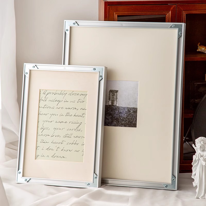 Aluminum Alloy Photo Frame Industrial Replacement Outer Frame 50*70 Picture Frame Empty Frame Silver Simple Cardboard Decorative Photo
