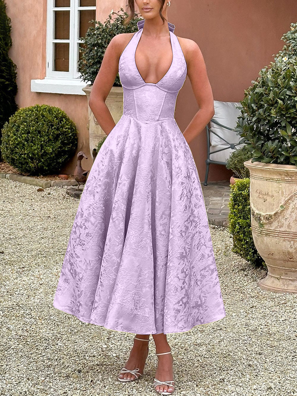 Elegant V-neck Backless Evening Dress For Summer Occasions_voghion.com
