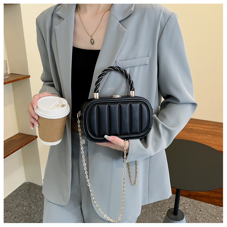 Women's Twisted Handle Chain Shoulder Crossbody Bag, Elegant Style_voghion.com