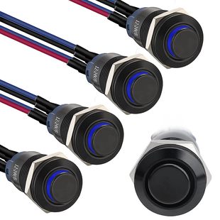 12 毫米锁闭式 LED 按钮开关黑色外壳带预接线,IP65 防水按钮开关-阿里巴巴