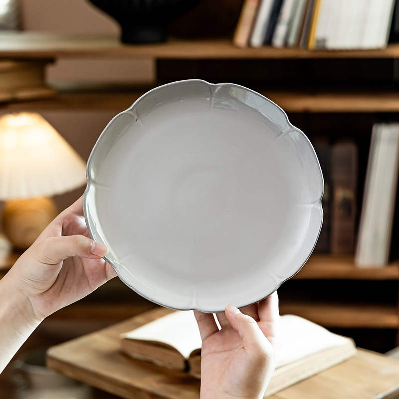 Plato de cerámica de encaje creativo de alto valor, plato de filete francés, plato de pasta, plato de cubiertos al por mayor