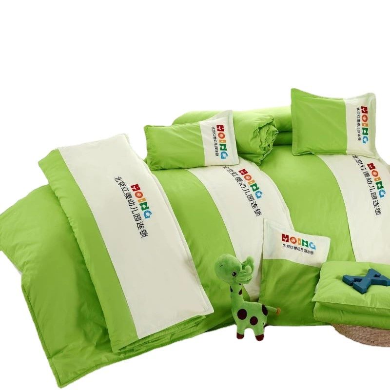Комплект постельного белья из чистого хлопка для детей: одеяло, простыня, наволочка, для детского сада, три предмета
