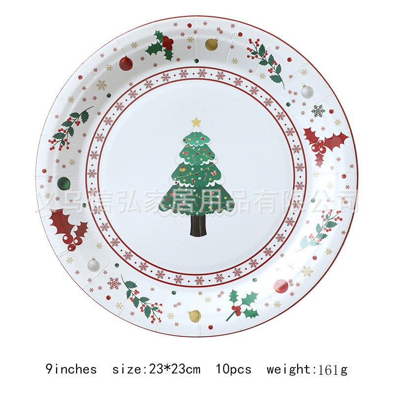 現物クリスマス装飾紙皿ティッシュ紙コップ異形皿クリスマステーブルクロス食器セット新年パーティー用品|undefined