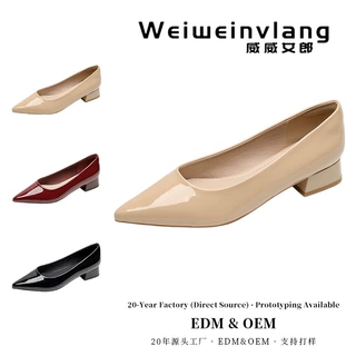 Custom women's shoes 定制单鞋女鞋粗跟高跟鞋黑色工作鞋5153-1