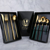 L Cross -border stainless steel knives fork spoon four -piece golden steak knife fork Portuguese tableware Christmas New Year gift box