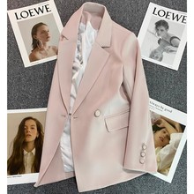 春秋西装外套女2024新款时尚气质单排扣显瘦高级感淡粉色小西服