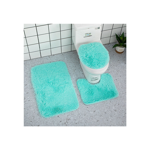 Pure Color Silk Fur Toilet Suite Three-Piece Set Bathroom Bathtub Plush Rug Foreign Trade Cross-Border Dropshipping Anti-Slip Mat