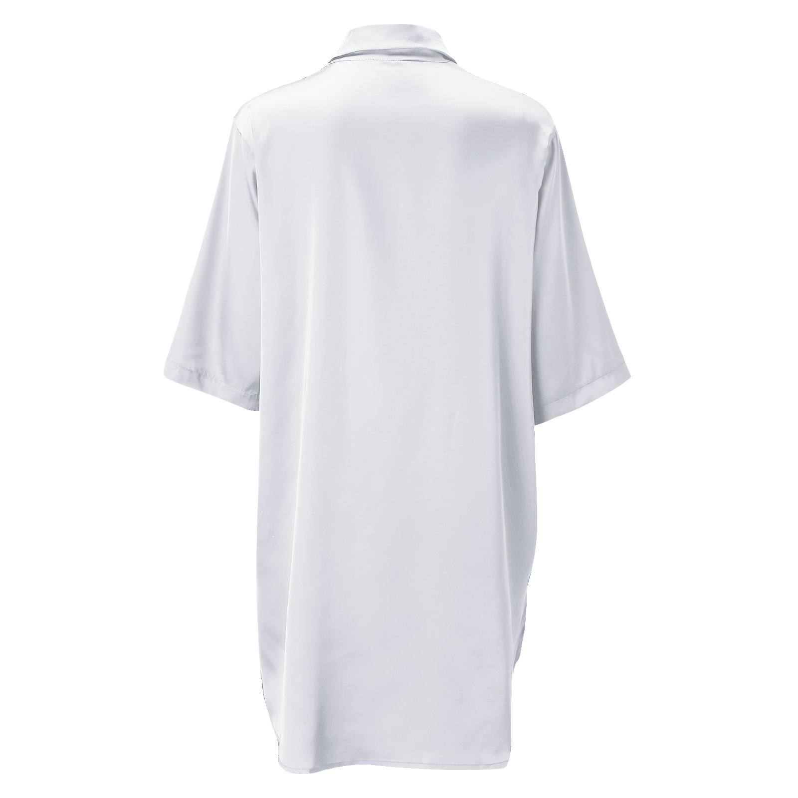 Solid Color Silky Shirt For Home Wear