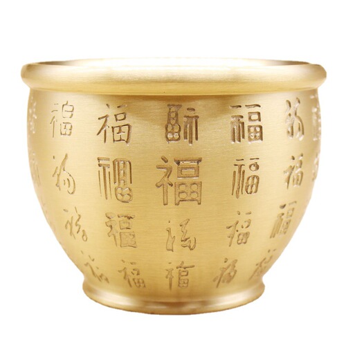 Brass pot decoration copper hundred fortune pot teacup car decoration piece treasure pot office decoration piece home decoration item real copper