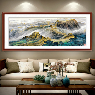 山水国办公室挂画风水靠山图挂画新中式万里长城字画客厅装饰壁画-阿里巴巴