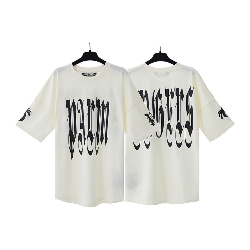 Palm Angels T-shirt Vertical Gothic Logo White