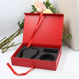 定制磁扣翻盖纸盒伴手礼衣服假发磁吸丝带包装礼盒带丝绸内衬